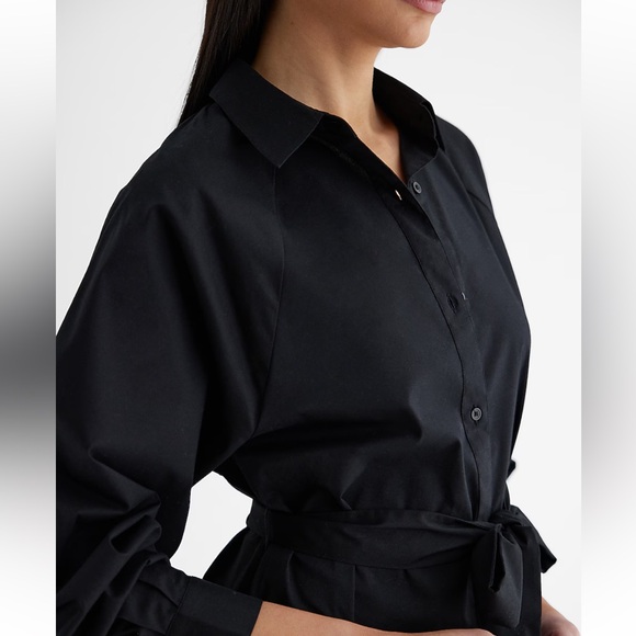 Express Black Boyfriend button down Portofino Shirt Dress NEW size XS - Picture 3 of 6